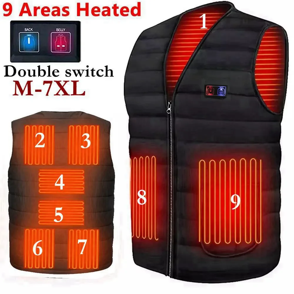 Heated Jacket 5/9 Areas Heated Vest Men Women Electric Heating Vest Usb Heated Jacket Bodywarmer Down Jacket Winte