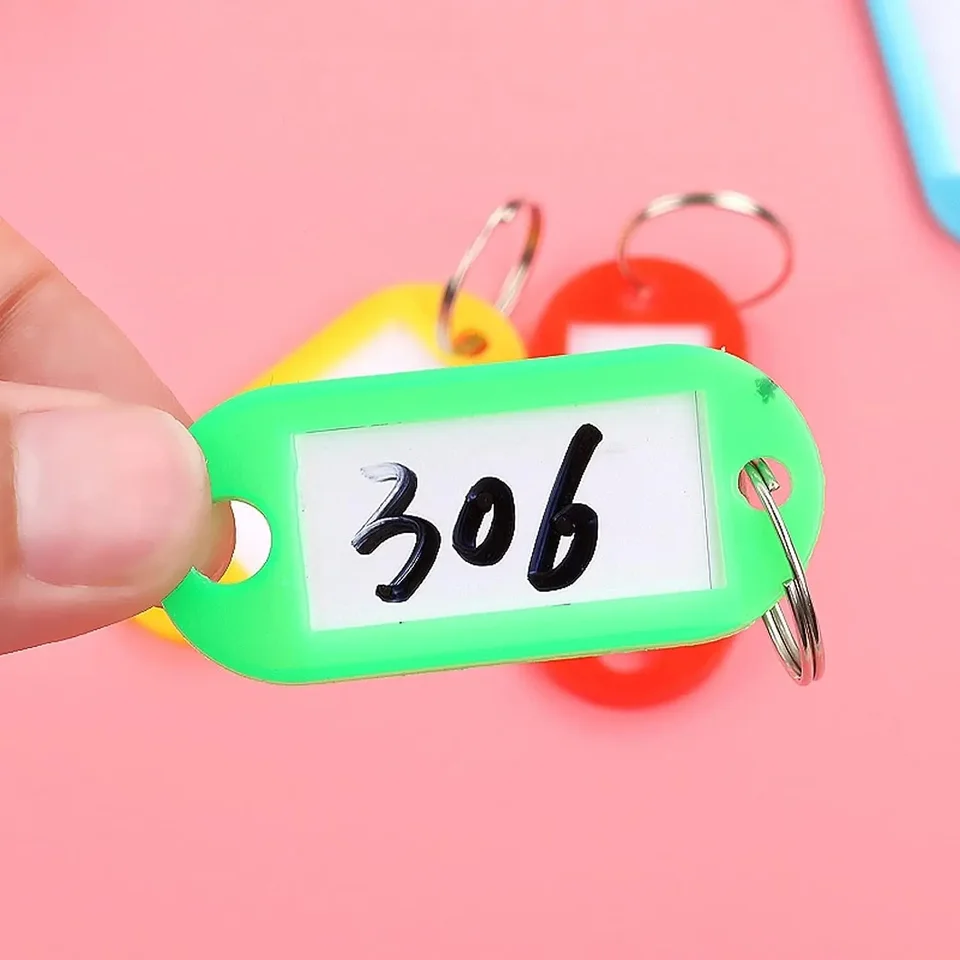 50/30/10Pcs Plastic Keychain Key Tags Id Label Name Tags With Split Ring For Baggage Key Chains Key Rings