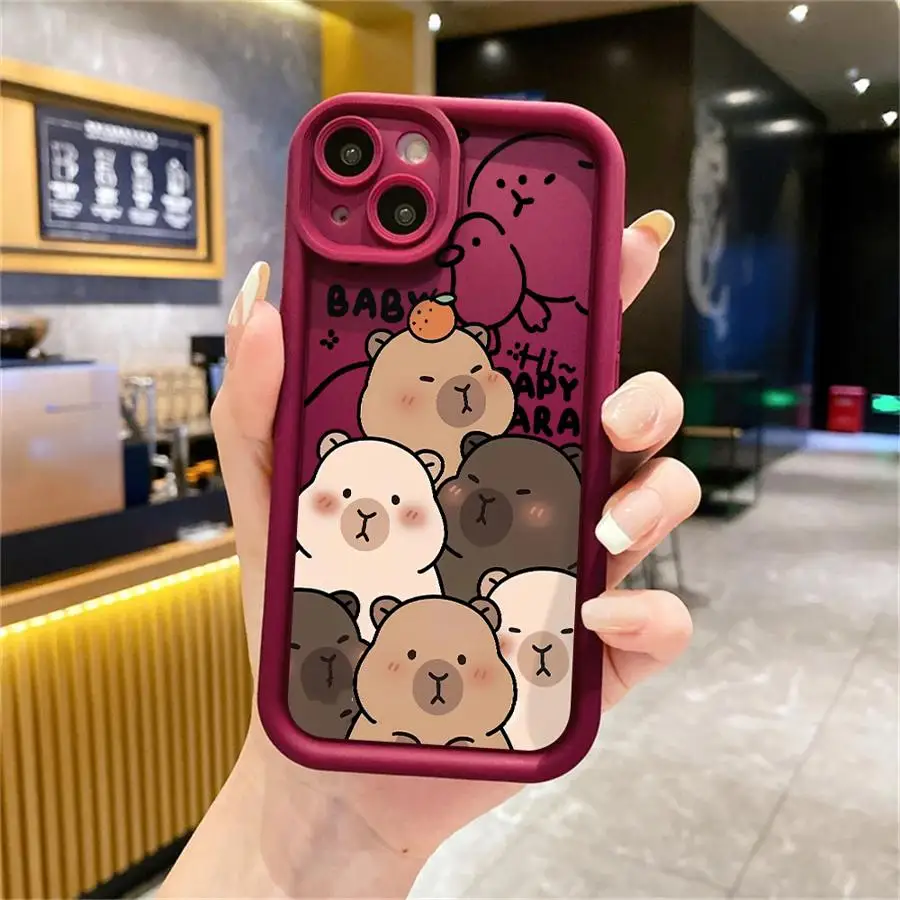 Adorable Capybara Silicone Shockproof Phone Case - Soft Protective Cover