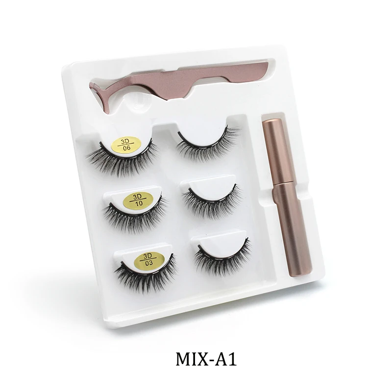 Kit Faux Cils 3D + Colle Eyeliner 2 En 1 - Effet Naturel - Neuf Avec Emballage