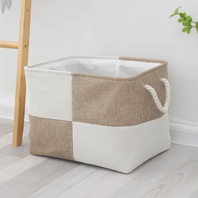 1pc Home Supplies Sundries Sorting Basket Linen Large Capacity Laundry Basket Foldable Toys Snacks Storage Basket with Handle 1