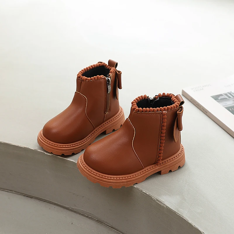 New Kids' Ankle Boots Fashion Spring Autumn Girls Short Leather Boots Elegant Princess Catwalk Children's Casual Platform Boots