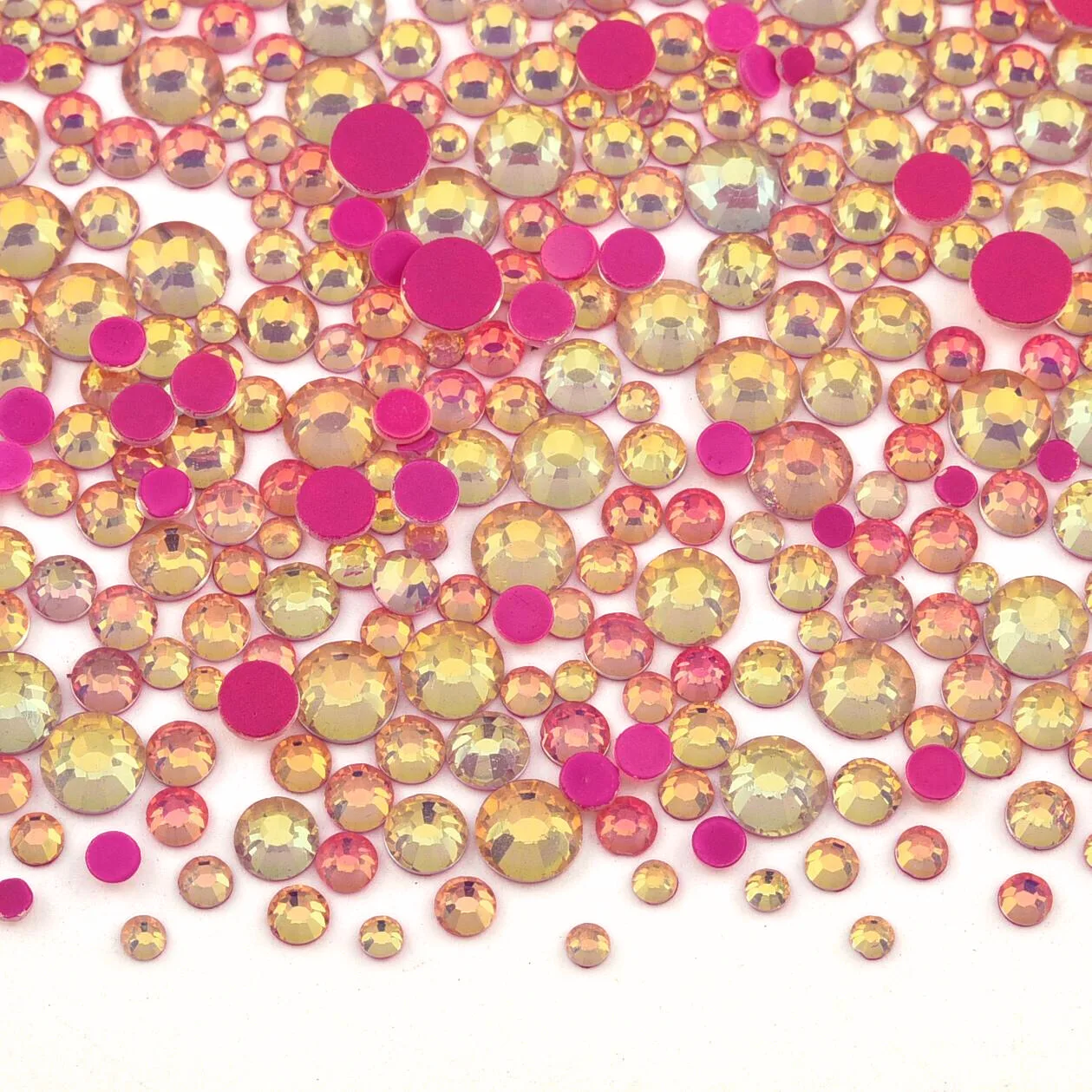 Light Pink GemStone Mix Non-Hotfix Flatback Rhinestones for Nail Art and Garment Decorations