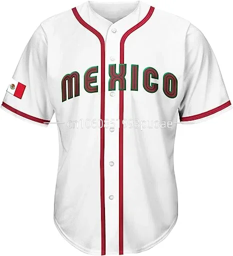 2024 Mexico Baseball jersey 3D Print Mesh Free Custom Name Baseball Shirt Men's Street Oversize Apparel Short Sleeve Sportswear 2