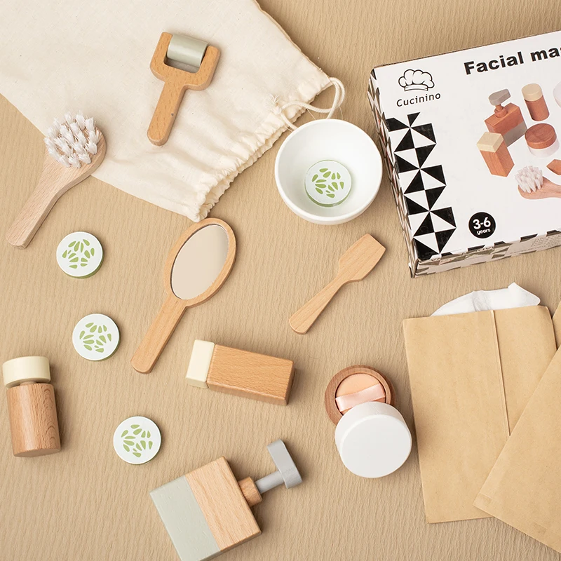 Children's simulation beauty set toys, early education fun puzzle, solid wood manufacturing, role-playing, boys and girls gifts