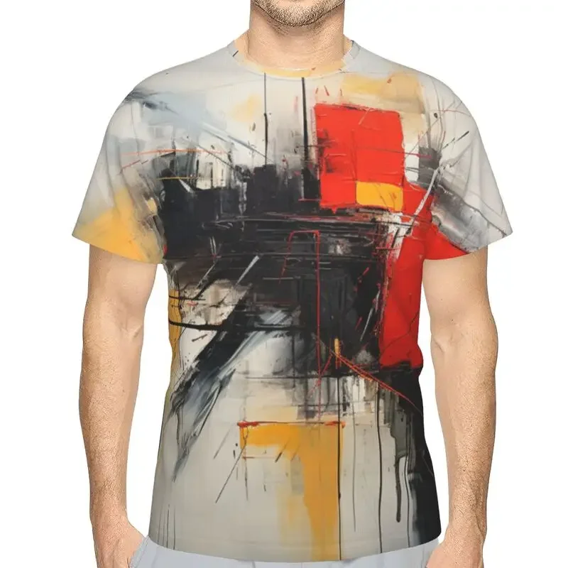 

Men casual fashion loose 3D abstract painting printed short sleeved T-shirt, cool and breathable in summer, oversized loose Y2K