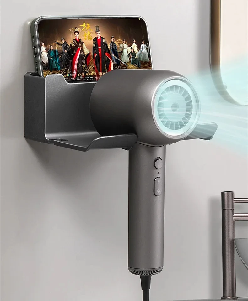 Wandmontierter Haartrocknerhalter für Dyson, Badezimmerregal ohne Bohren, Kunststoff-Haartrocknerständer, Badezimmer-Organizer – Detail 7