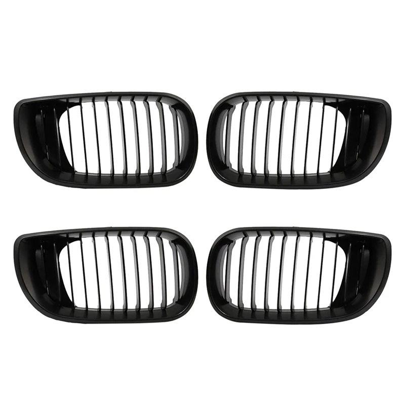 

4X Front Bumper Kidney Sport Grille Grill Replacement For BMW E46 4D 318I 320I 323I 328I 2002-2005 Matte Black
