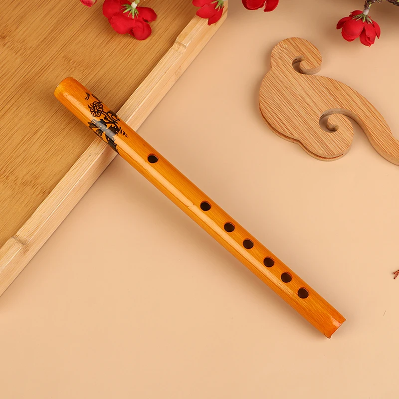 1Pc Chinese Traditional 6 Holes Bamboo Flute Vertical Clarinet Student Musical Instrument Wooden Color Flute For Beginner
