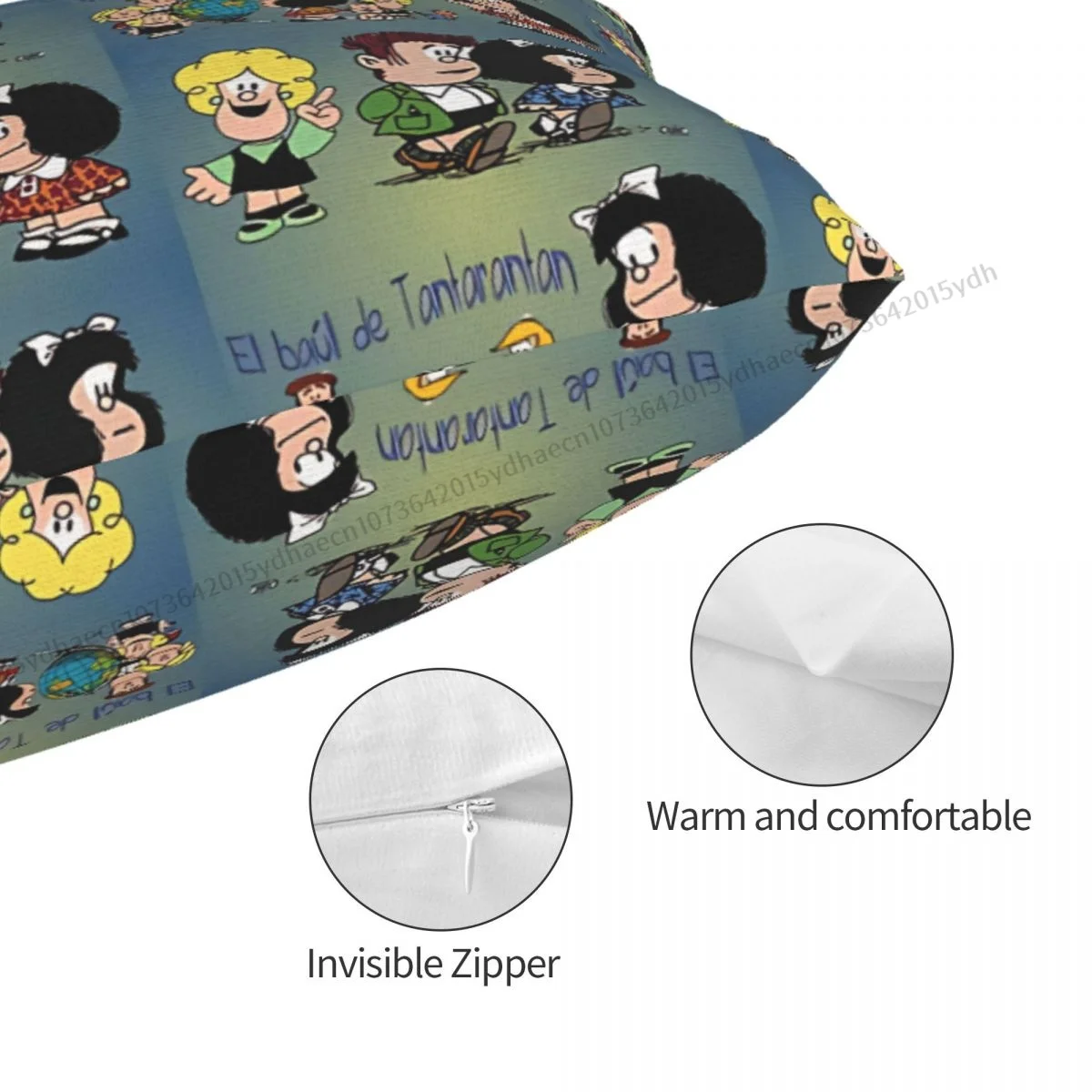 Funda de almohada de abrazo de dibujos animados Humoriste, Mafalda Quino Comics, mochila, Cojines estampados para dormitorio, fundas de almohada decorativas para coche