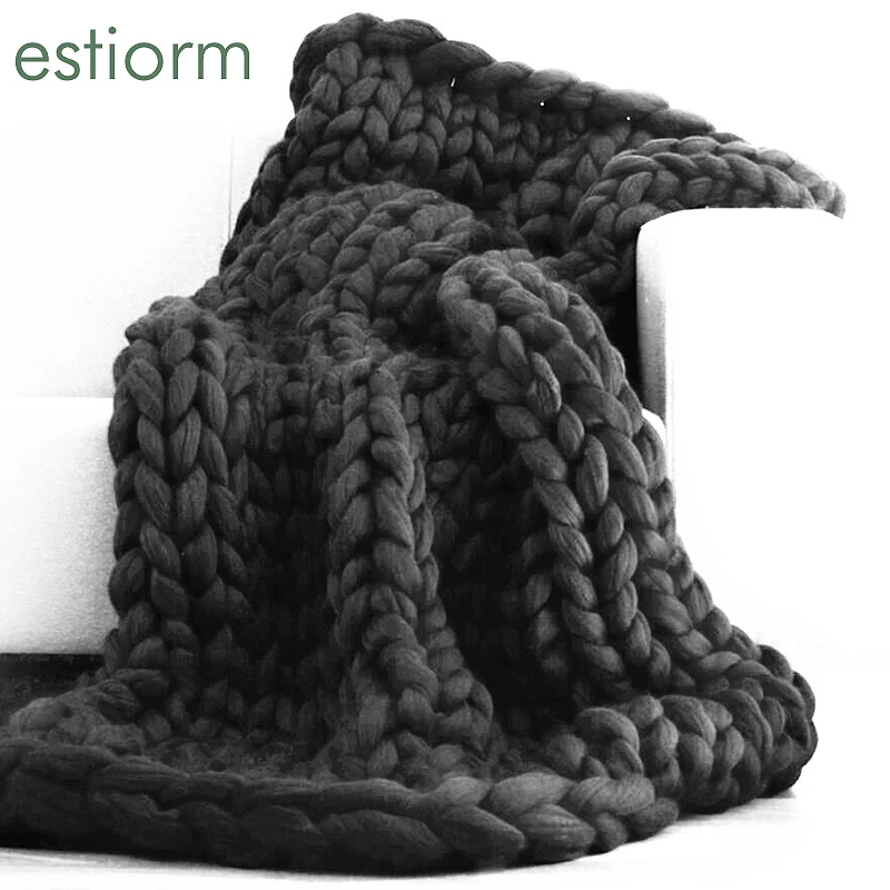Nordic Chunky Yarn Blanket,arm Knitting Hand Woven Thick Weighted
