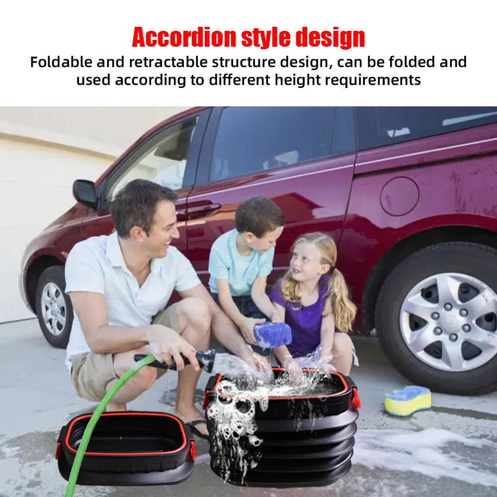 Folding Bucket Car Rubbish Bin 18L Shrinkable Bucket For Cars Washing Tool Outdoor Fishing Storage Container Trunk Organizer