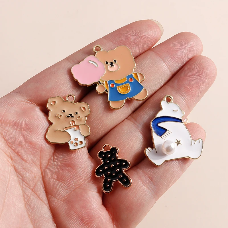 Leslie gemischte niedliche Tier-Charms, Emaille, Einhorn, Ente, Hund, Katze, Kaninchen, Anhänger für DIY-Ohrringe, handgefertigte Accessoires – Detail 16