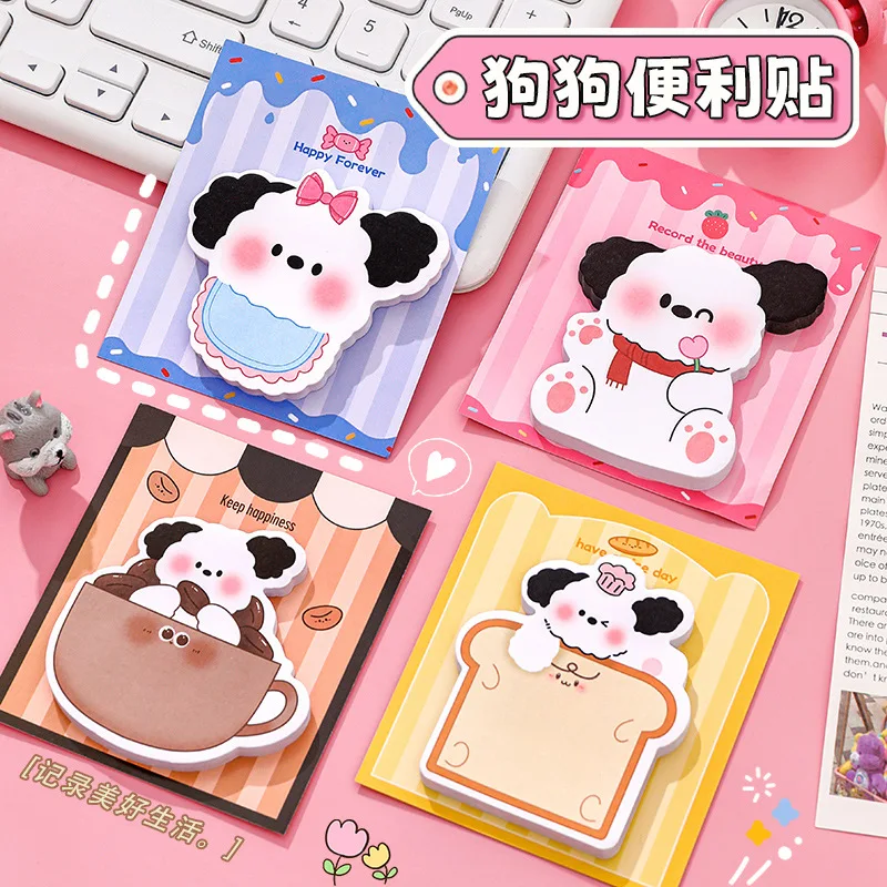 

4 Pc/lot Kawaii Puppy Dog Memo Pad N Times Sticky Notes Cute Stationery Escolar Papelaria School Supply Bookmark Label