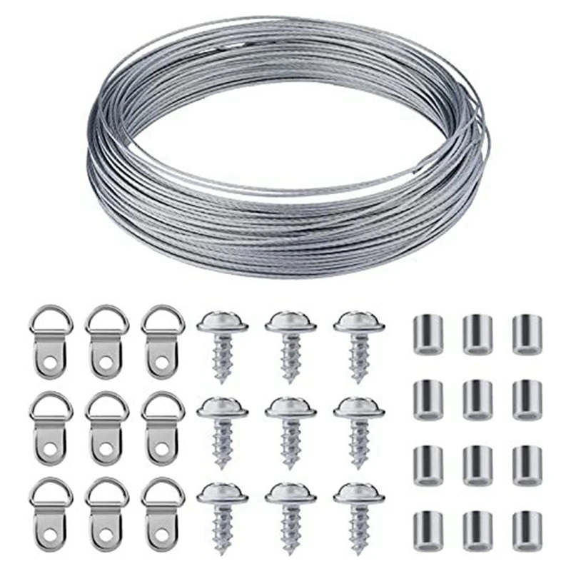 

304 Stainless Steel Wire Rope Clothesline Lifting Rope Set Silver 304 Stainless Steel Wire Rope