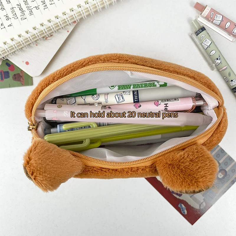 Pencil Case Cartoon Capibara Plush Large Capacity Pen Pouch Stationery Storage
