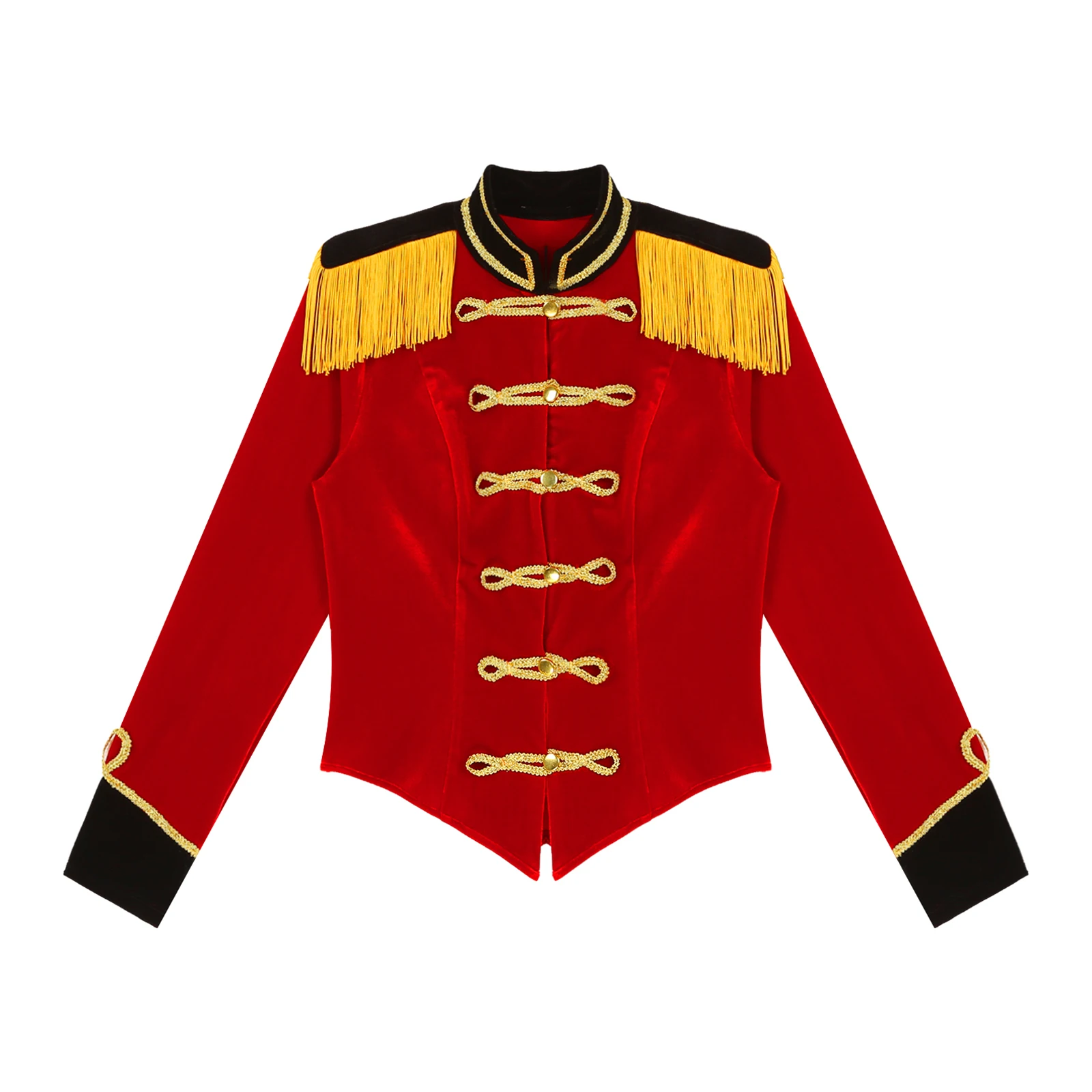 Men Circus Ringmaster Jacket Showman Costume Fringed Shoulder Board Velvet Coat Tuxedo Halloween Carnival Performance Clothes