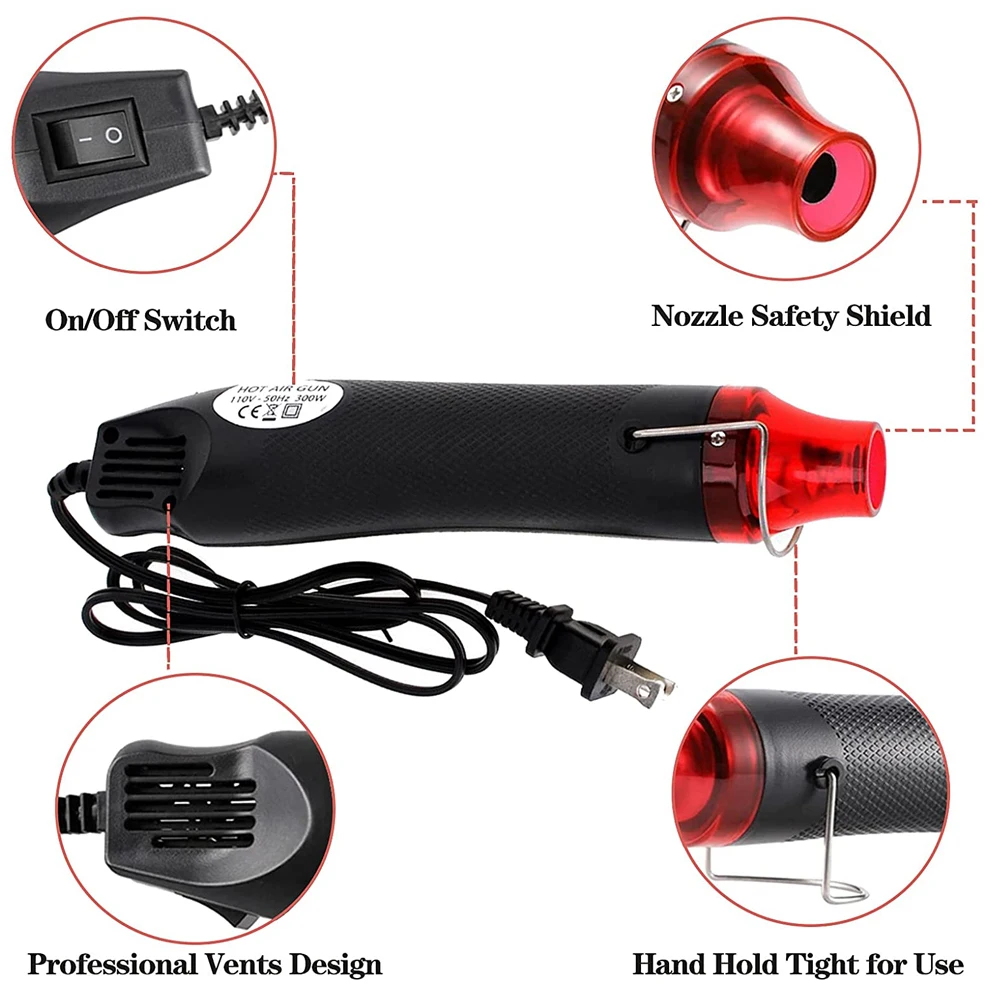 300W Power Mini 220V Electric Soft Ceramic Hot Air Gun Ligthweight Handhold Air Shrink DIY Embossing Drying Paint DIY Heat Tool 2