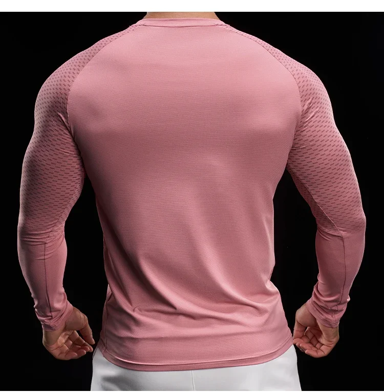Men Athletic Running Shirt Elastic Training T-shirt Gym Fitness Workout Tight Outdoor Jogging Sweatshirt