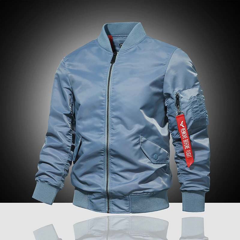 Spring and Autumn New Air Force MA1 Pilot Jacket Men's Solid Color Baseball Suit Casual Versatile Large Work Cycling Jacket 5