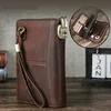 Litchi Patterned Cow Leather RFID Anti-theft Metal Double Zipper Combination Lock Travel Passport Bag  Clutch Bag Long Wallet 1