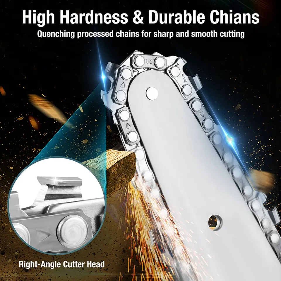 6インチ電気チェーンソー,2つのバッテリー,充電式ツリーブランチソー