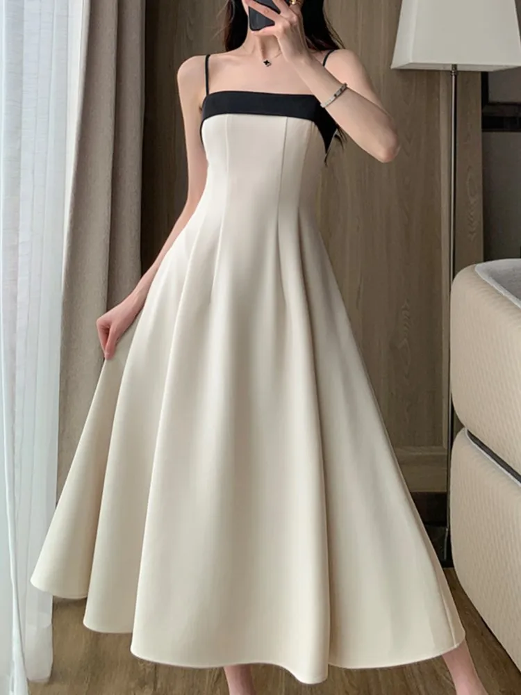 

Korean Fashion Women Summer Spaghetti Strap Dress Sleeveless Casual Elegant A-Line Party Birthday Vestidos Female Mujers Clothes