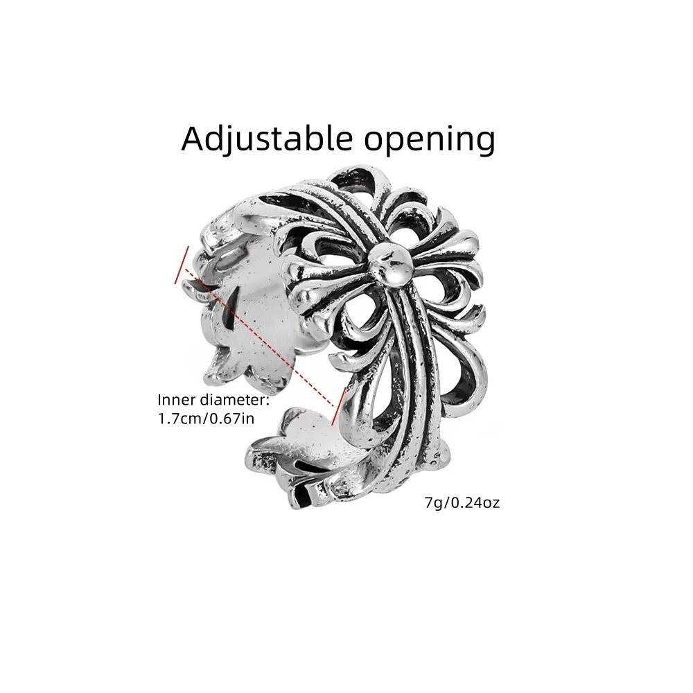 Retro opening ring cross men and women fashion personality couple index finger ring