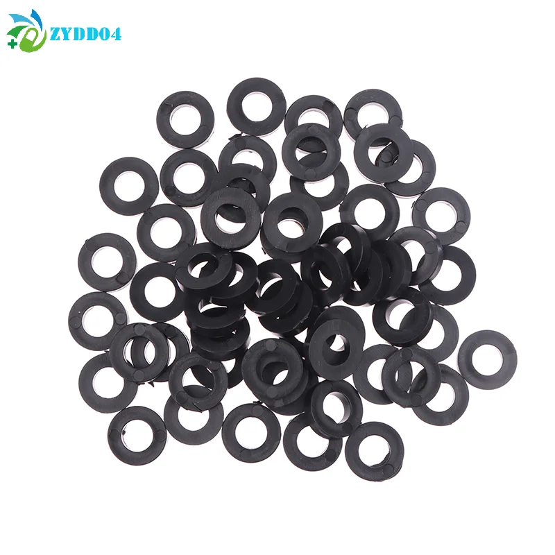 Plastic Drum Screw Washers, White & Black, 100pcs - Flat, 1.3cm/0.51in Diameter
