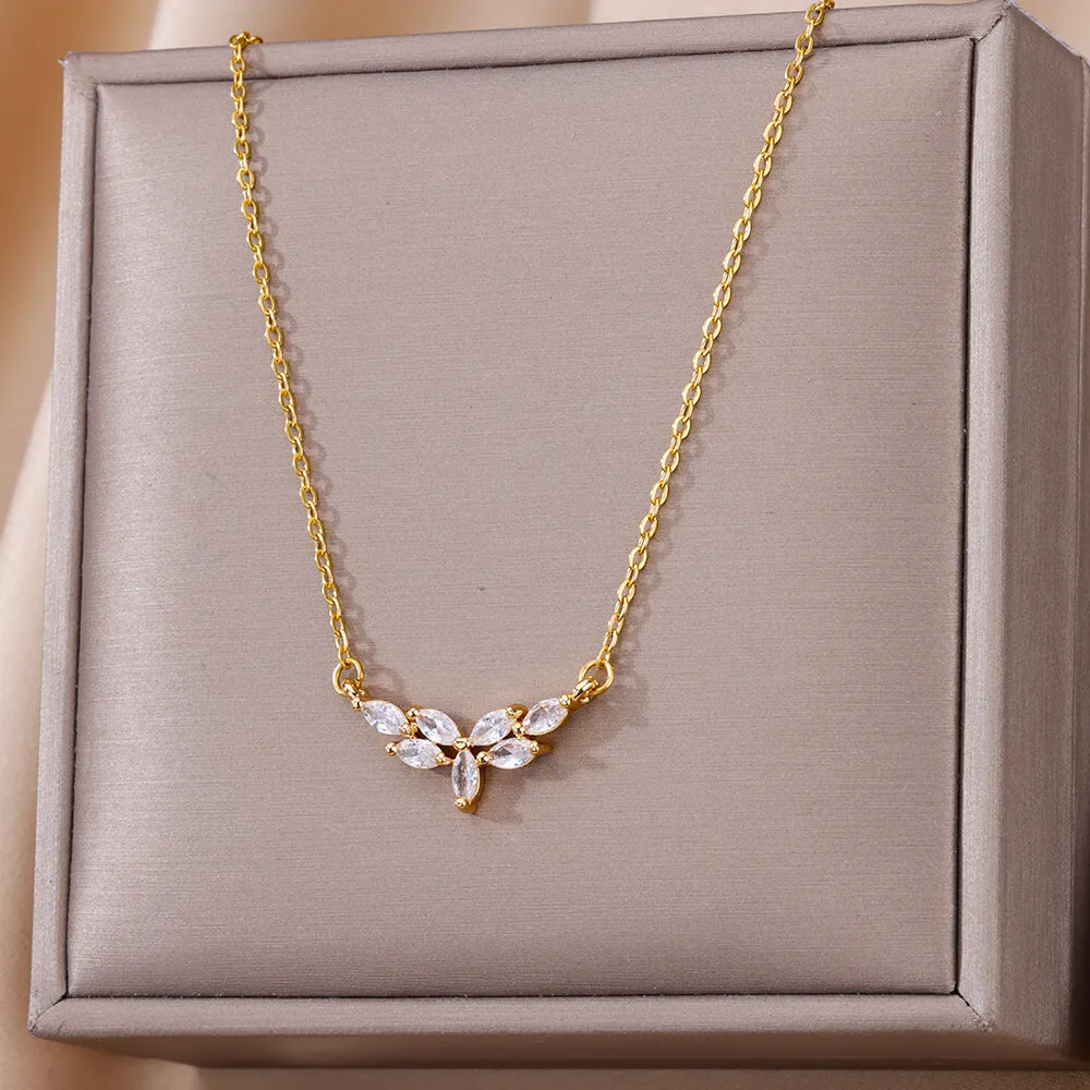 Vine Water Drop Necklaces Gold Color For Women