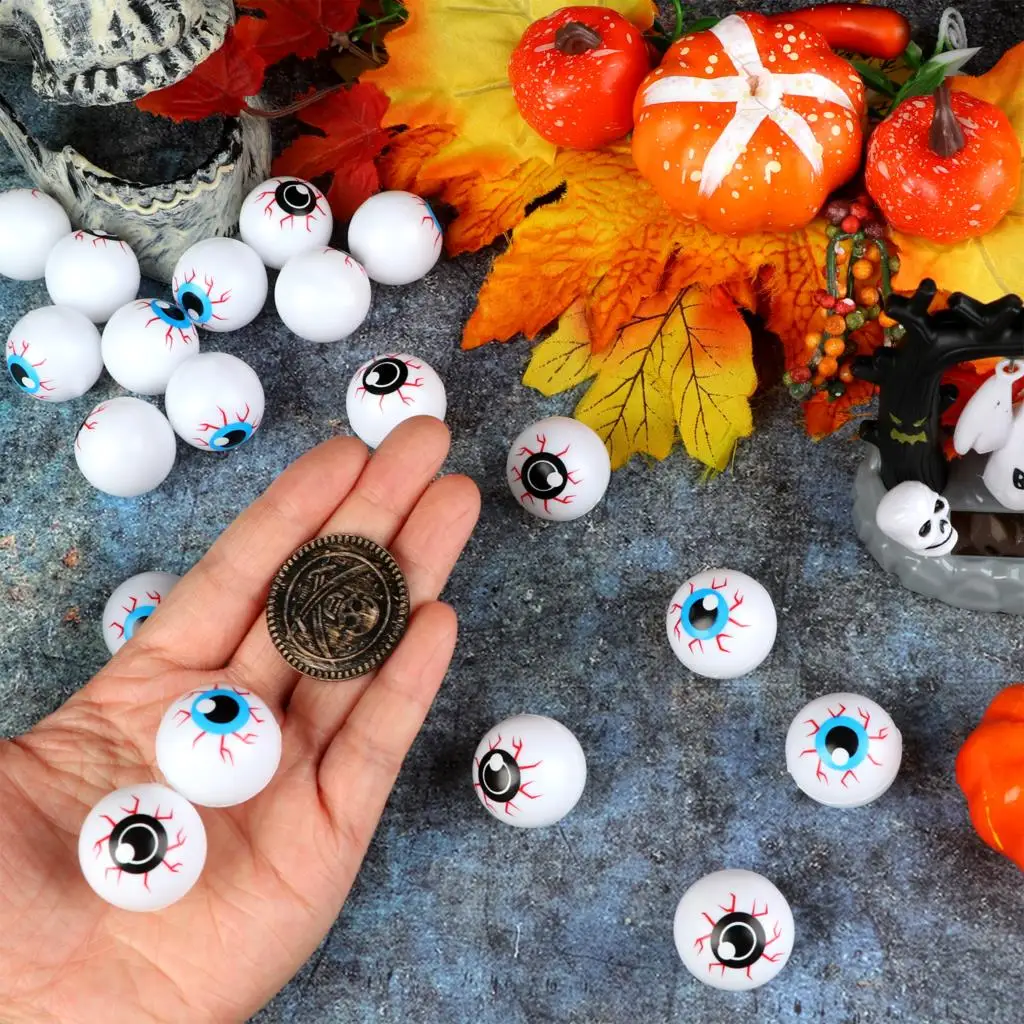 

60PCS Plastic Halloween Eyeballs Scary Ping Pong Eyeballs Toy for Kids Fake Eye Balls Halloween Terror Props Halloween Decor