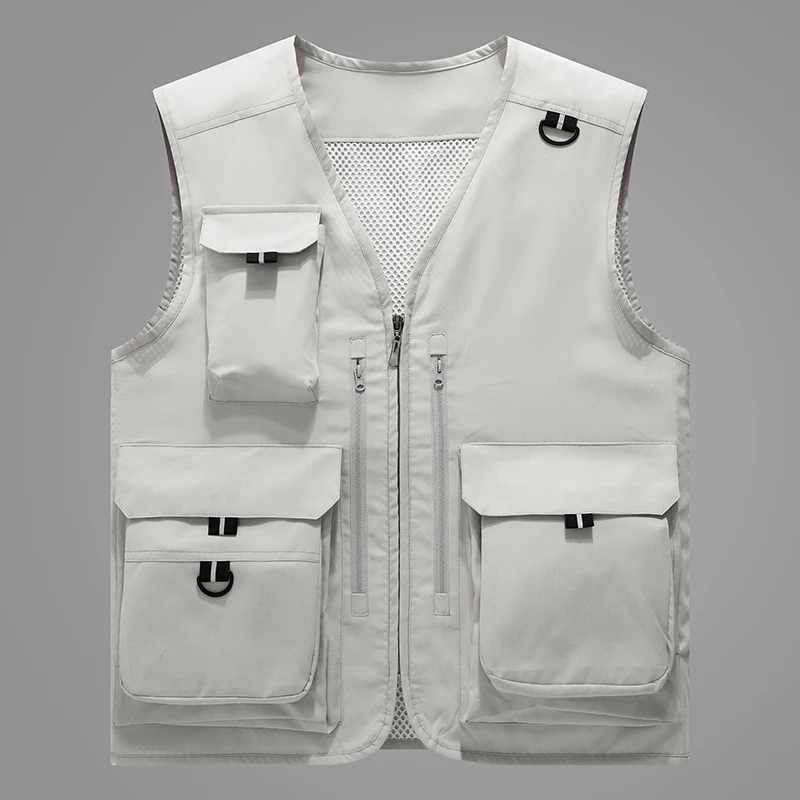 Wybf Men Outdoor Vest Multi-Pocket Tinta Unita Fishing Director Reporter Gilet Da Lavoro Fotografia Casual Gilet Giacca Maschile