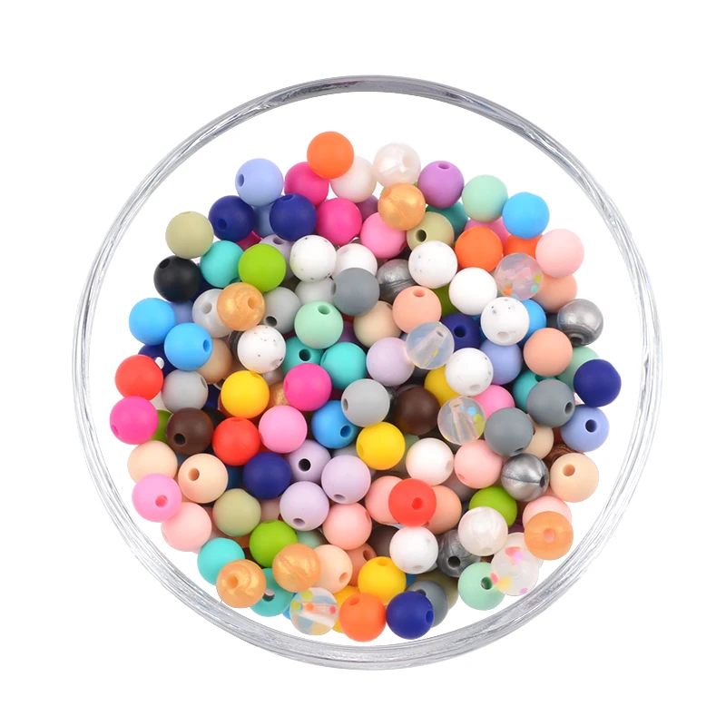 LOFCA 도매 20 개/몫 실리콘 비즈 15mm 라운드 모양의 느슨한 타이 염료 비즈  Teething 장난감 DIY 식품 학년 Chewable 비즈
