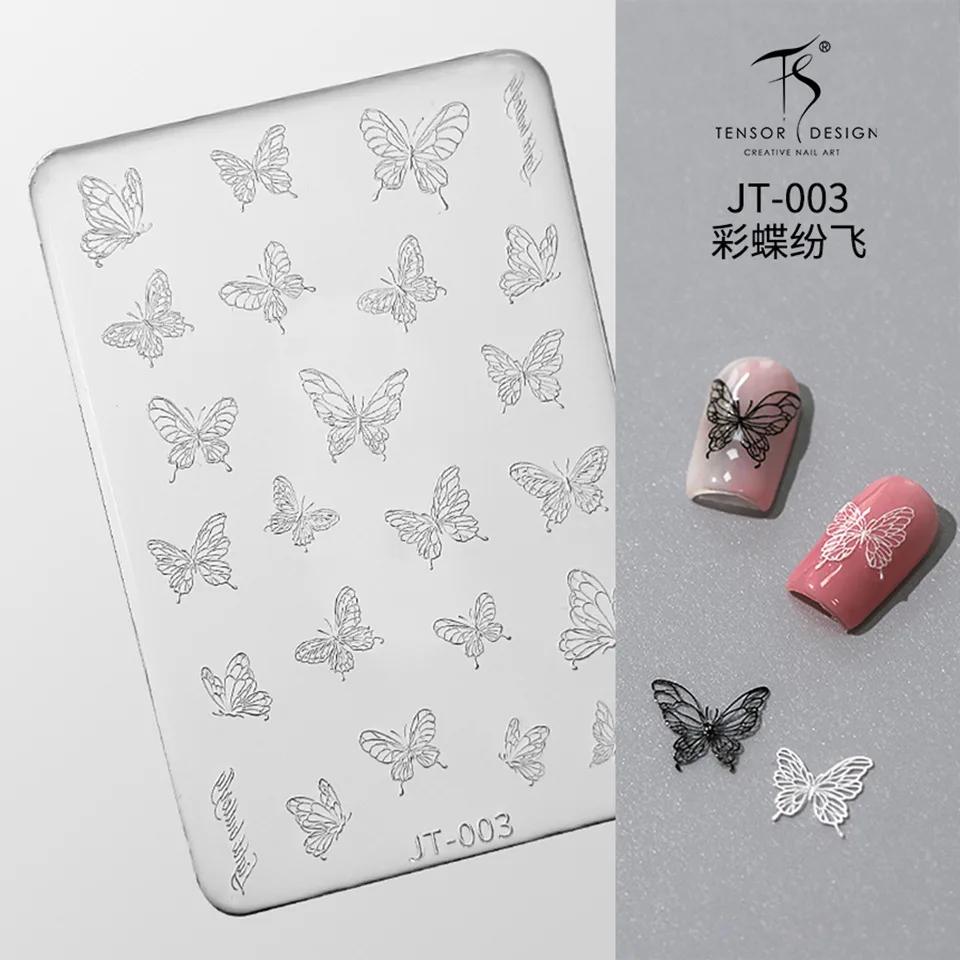 Lovely Bowknot 3D Reliefs Silicone Nail Accessories Butterfly Rose Feather Lace Pattern Manicure Carving Mold Mould DIY Template 3