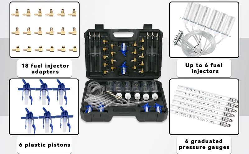 Neues Diesel-Injektor-Durchflussmesser-Testkit, 6-Zylinder-Common-Rail-Adapter, Kraftstofftester-Set, Leck-Off-Tool-Sets für die Kraftstoffdiagnose – Detail 2