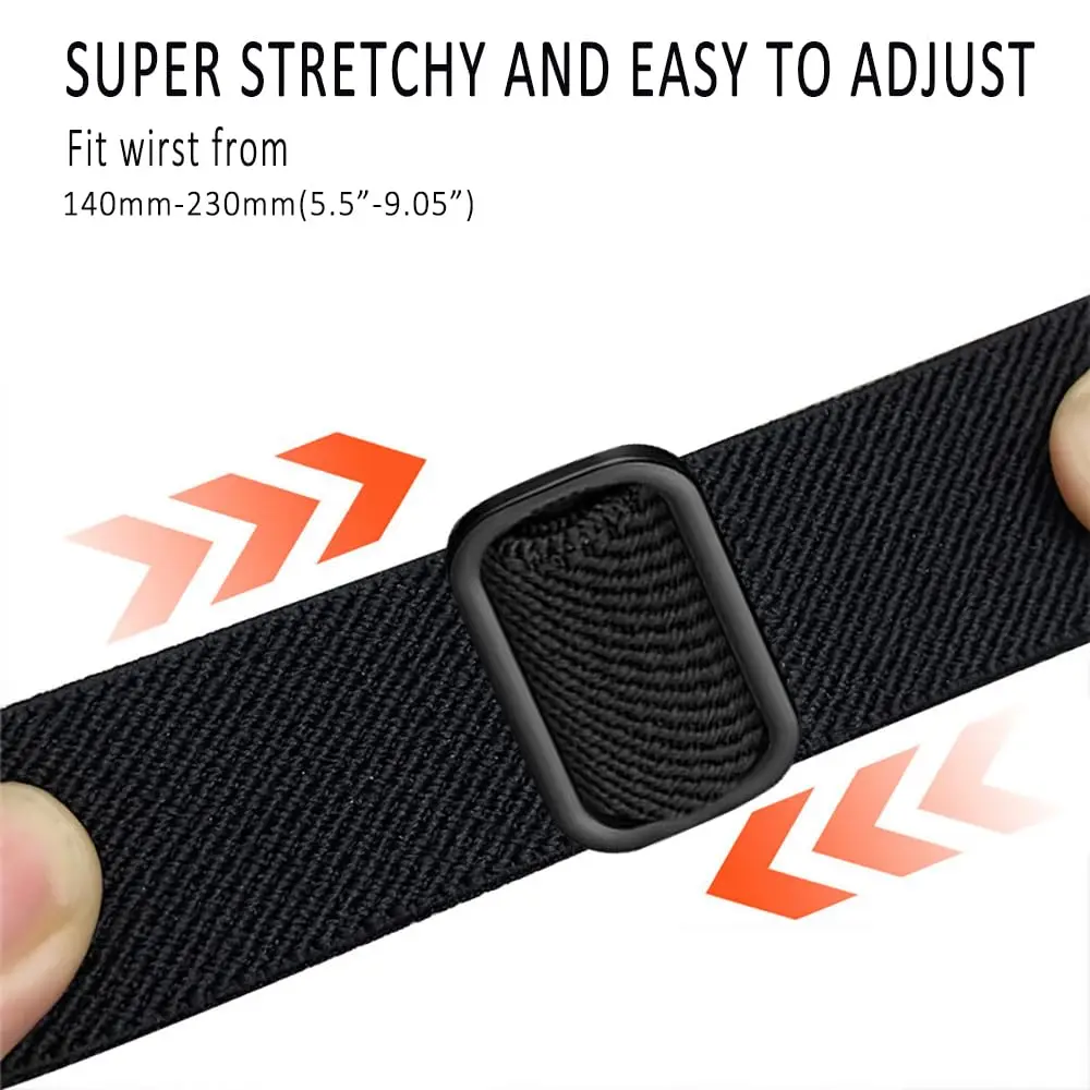 Elastic Nylon Loop Bracelet - Smartwatch Band, No Gaps, Multiple Sizes