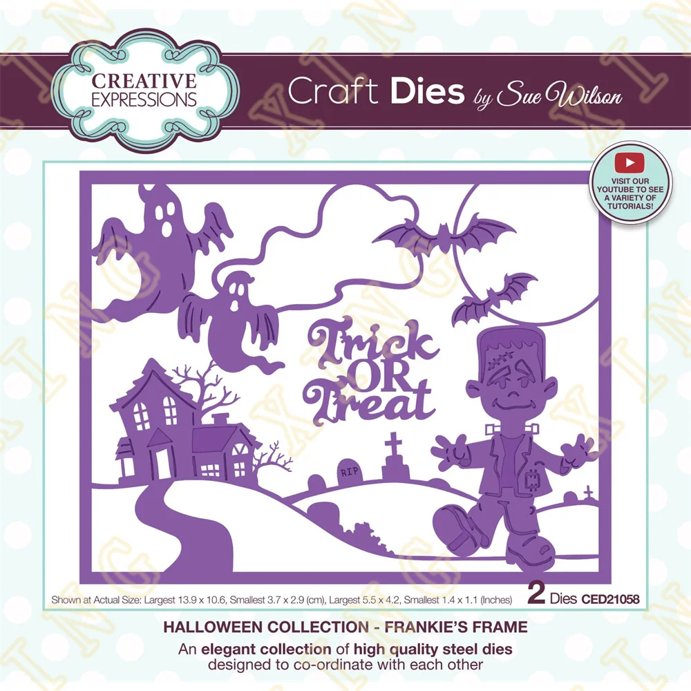 

2023 New Halloween Frankie's Frame Metal Cutting Dies Scrapbook Diary Decoration Embossing Template DIY Greeting Card Handmade