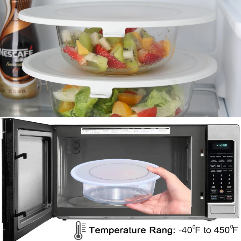 Reusable Silicone Lids Round Food Keeping Fresh Cover Kitchen Seal Food Caps Bowl Pot Silicone Cover Kitchen Accessories 20cm