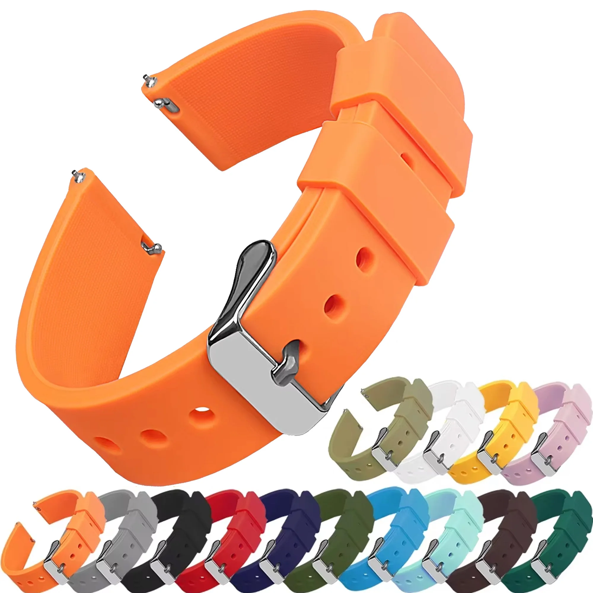 Durable Quick Release Silicone Sports Watchband with Polished Buckle