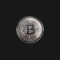 Gold Plated Commemorative Bitcoin Collectible Coin - Antique - Style Crypto Art Decor Gift (Silvery)