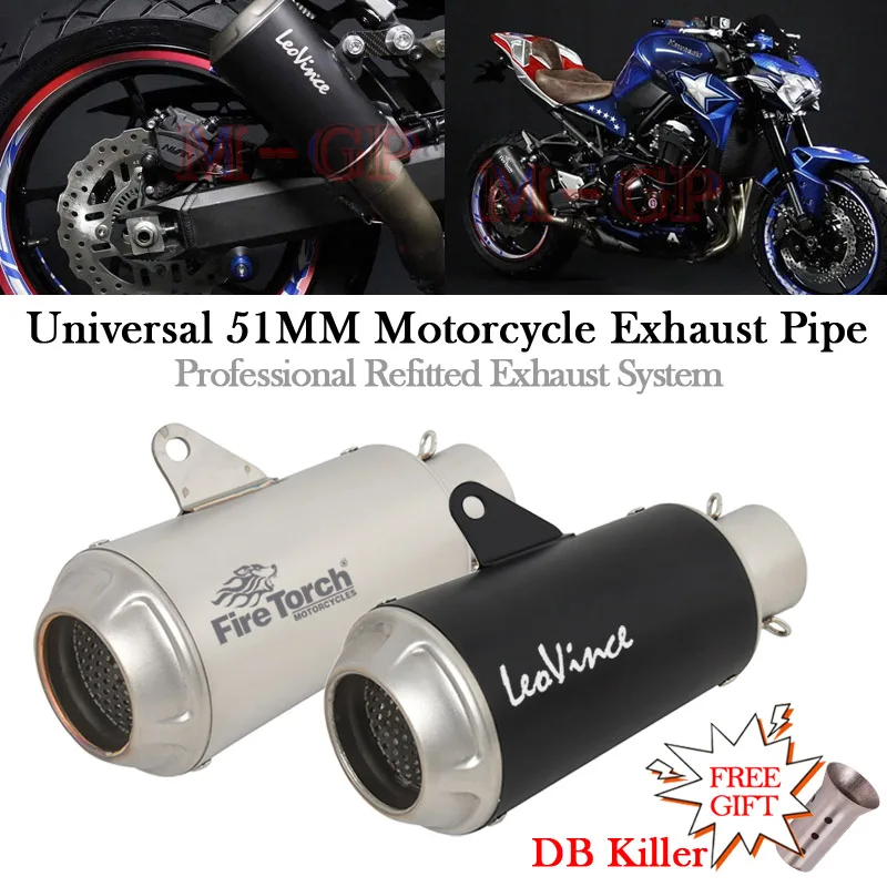 51MM Universal Motorcycle Leo Vince LV-10 Exhaust Pipe DB Killer Muffler  Escape For Z700 Z900 RS Ninja400 Z400 S1000 XR GSX 250R - AliExpress