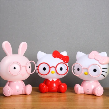 귀여운 고양이와 토끼 야간 조명, 아기 어린이 침실 장식, LED 만화 야간 조명, USB 인터페이스, 크리스마스 선물, 침대 옆 램프