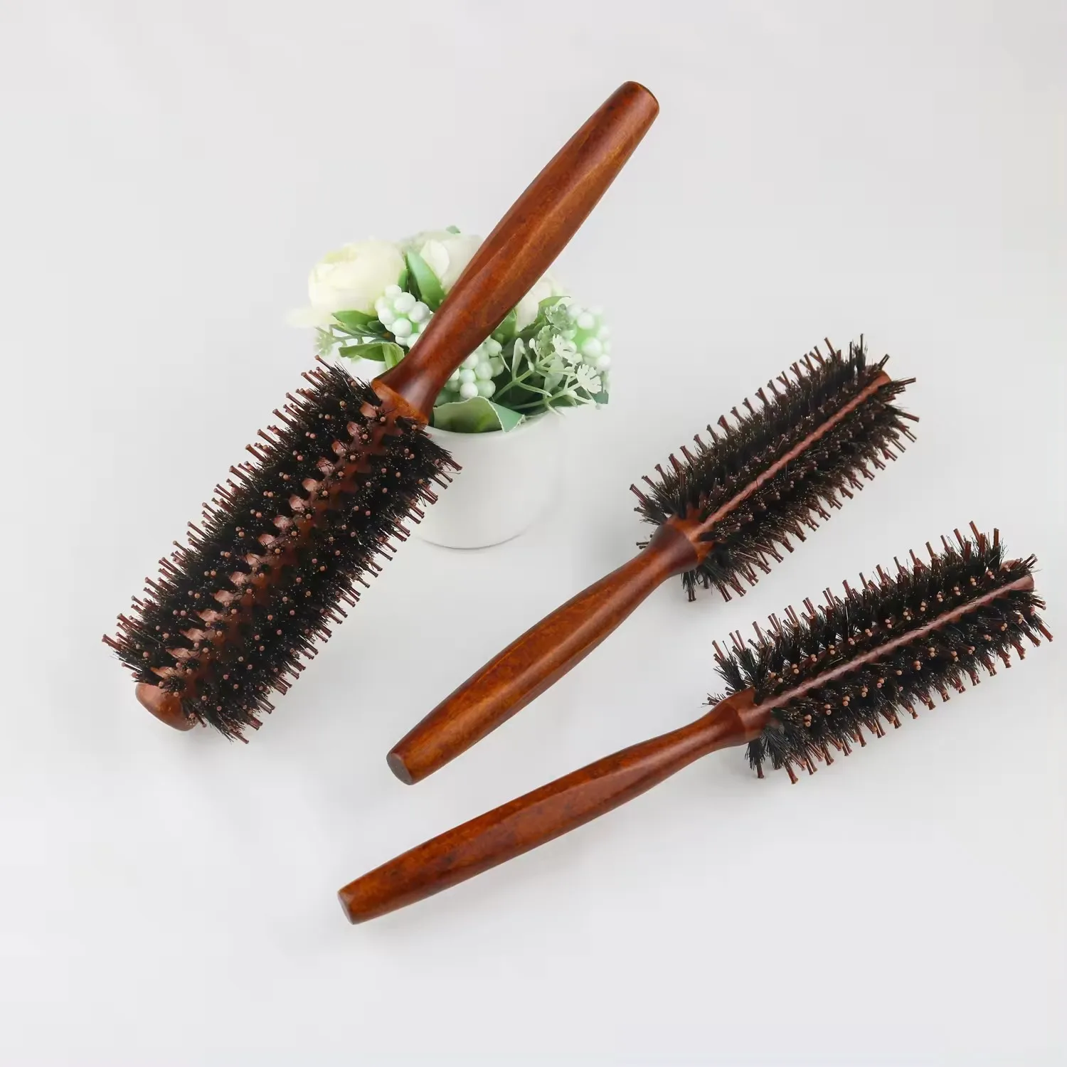 Salon dedicated Hair Brush Boar Bristles Anti-Static for Hair Blow Drying Styling Curly Barber Comb 2