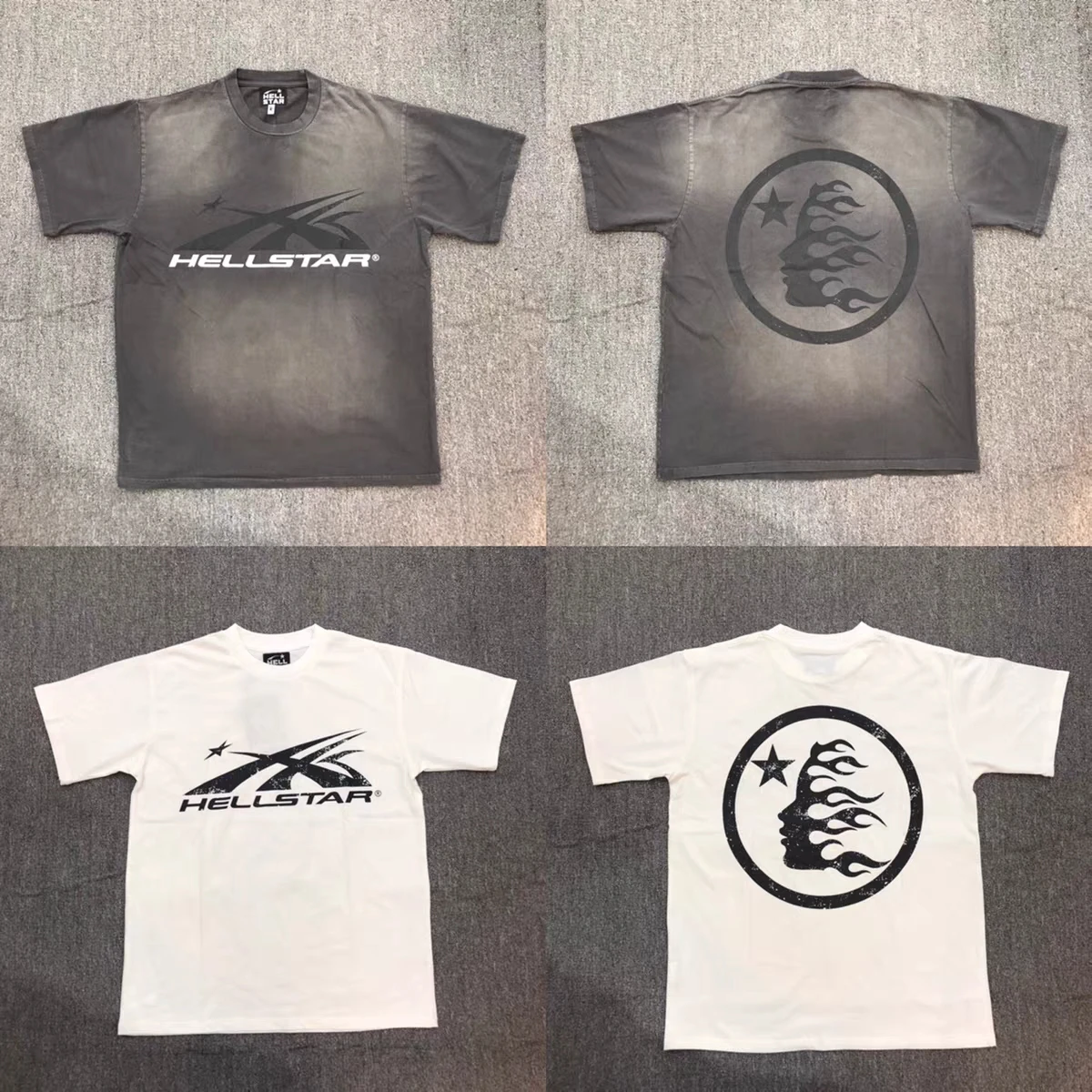 

Hellstar Vintage Wash On t-Shirt Letter Pattern Printed Round Neck Label 1:1 High Quality Couple Loose Relaxed Short Sleeves