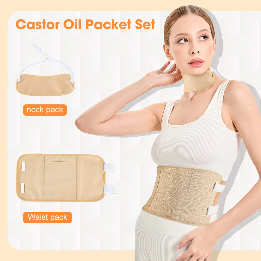 Amazon.com: Castor Oil Pack Wrap, 8 Pcs Reusable Organic Castor Oil Pack  Wrap with Adjustable Elastic Straps, Cotton Machine Washable Anti Oil Leak  for Fibroids, Liver Detox, Constipation and Inflammation : Health