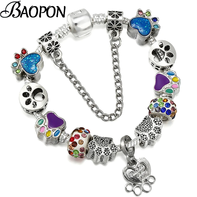 baden Toegeven seinpaal Vintage Hond Paw Kralen Bedelarmband Met Luxe Diy Merk Armbanden Sieraden  Cadeau Voor Vrouwen Kids Jongen Meisjes Vrienden Dropshipping| | -  AliExpress