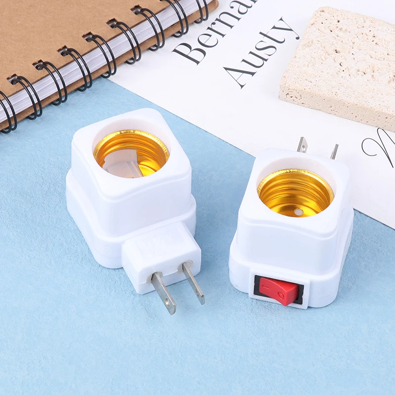 

2Pcs E27 Socket Lamp Bulb Adapter Square White LED Light Lamp Bulbs Socket Base Lamp Holder Plug Adapter ON/OFF Switch