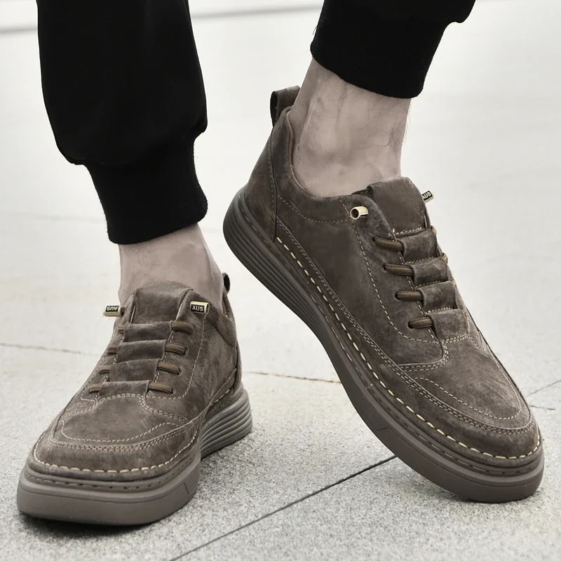 Italian Men Genuine Leather Sneakers Waterproof Vulcanized Shoes Comfy Casual Business Shoe Men Outdoor Shoe Plus Size37-47