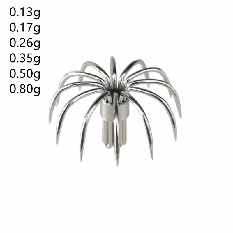 20 hameçons à calmar miniatures en acier inoxydable - Accessoires pour appâts couronne parapluie - Artisans pêche DIY