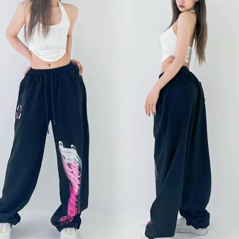 Spring Autumn New Simplicity Fashion Loose Versatile High Waist Drawstring Pockets Draping Casual Straight Leg Pure Cotton Pants